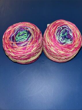Scheepjes Catona Hand-Dyed Gradient Yarn Cakes - Pink, Purple, Teal. Lot of 2.